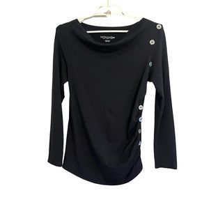 Soft Surroundings Bermondsey Ruched Pearl Button Knit Top